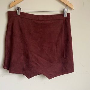 Burgundy Suede Feel Mini Skort size large